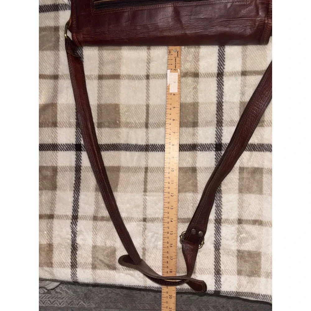 Urban Leather Messenger Bag Dark Brown Full Grain Leather Adjustable Strap